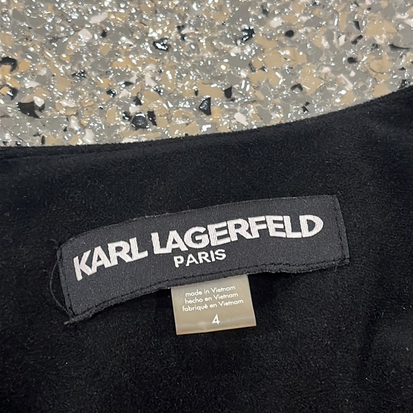 KARL LAGERFELD PARIS COAT TWEED & VELVET TRIM - Picture 5 of 6